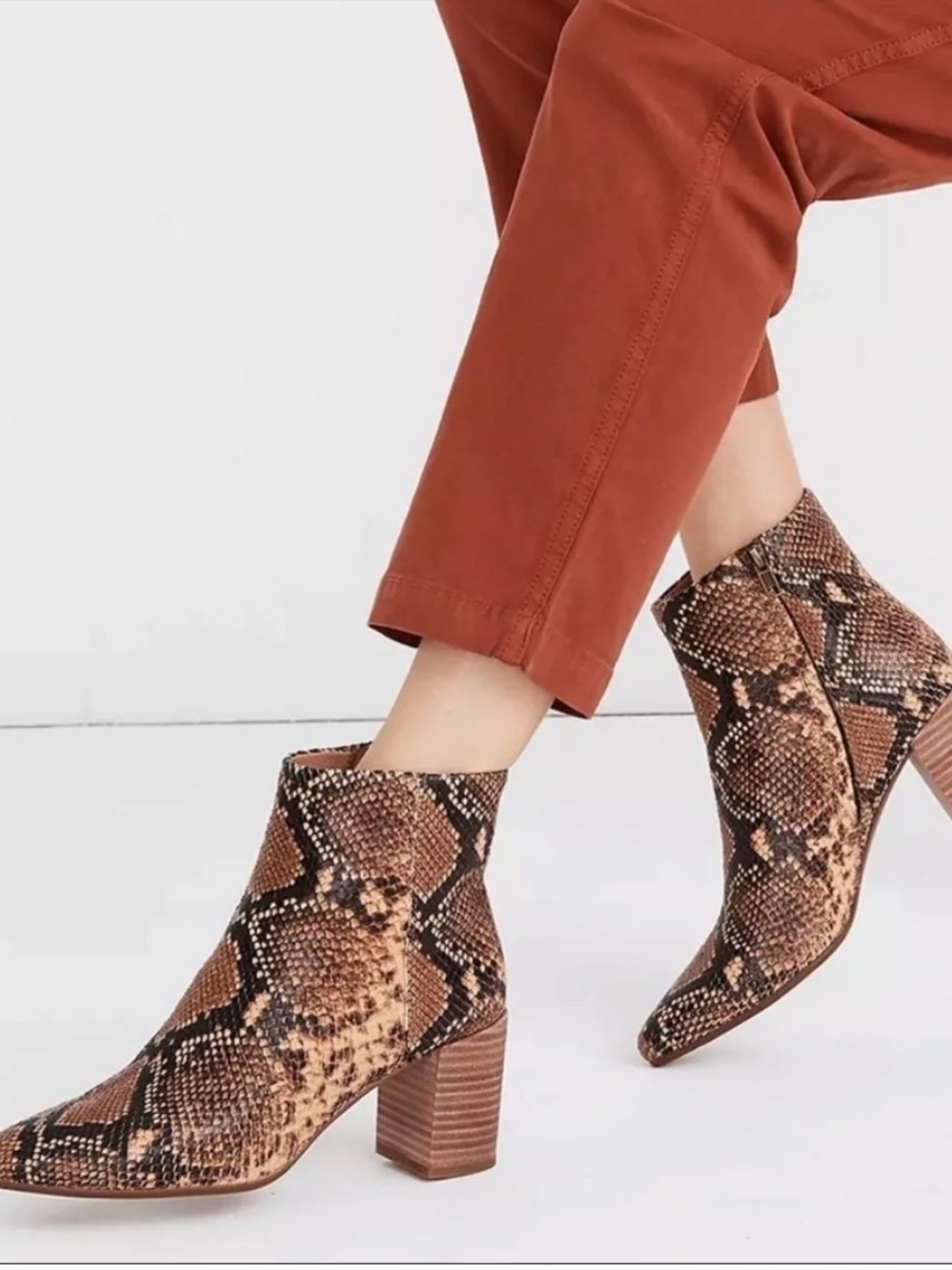 Madewell Fiona Boot in Snake Embossed Leather-Size 9.5